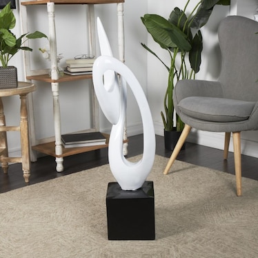 White Abstract Swirl Sculpture 8"W x 40"H