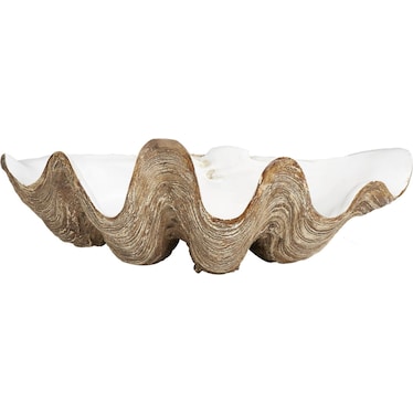 White and Brown Shell Bowl 20"W x 8"H