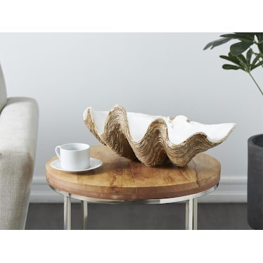 White and Brown Shell Bowl 20"W x 8"H