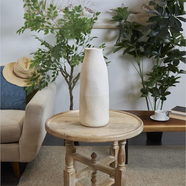 Short Cream Ceramic Vase 6"W x 16"H