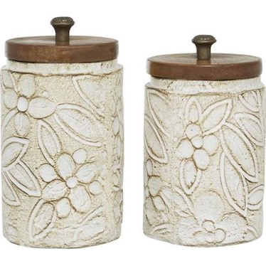 Set of 2 Jars with Lids 9/10"H