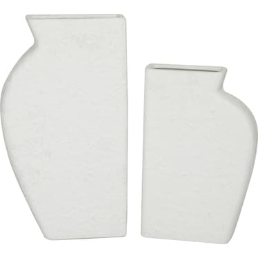Set of 2 White Ceramic Urn Vases 3"W x 11/14"H