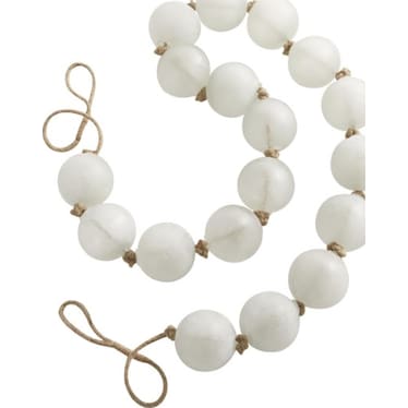 White Frosted Glass Beads 91"L