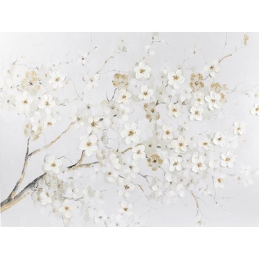 White and Gold Flowers Canvas Art 86"W x 58"H