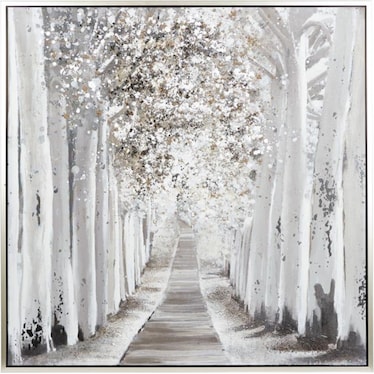 Birch Pathway Framed Canvas Art 47"W x 47"H