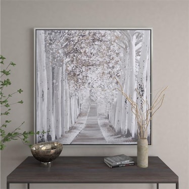 Birch Pathway Framed Canvas Art 47"W x 47"H