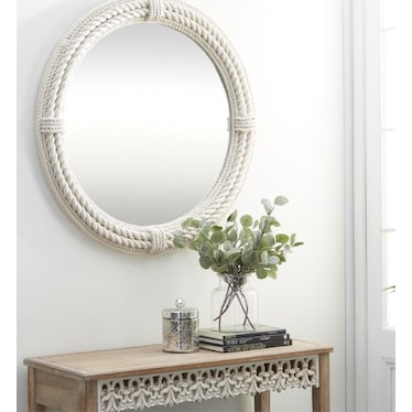 White Rope Wall Mirror 36" Round