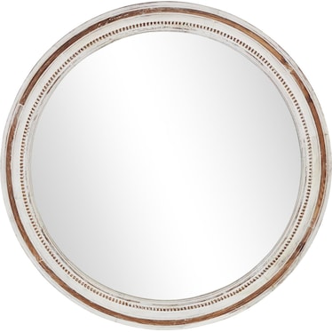 White Wood Wall Mirror 36.5" Round