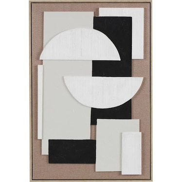 Black, White, and Tan Geo II Framed Wall Art 25"W x 37"H