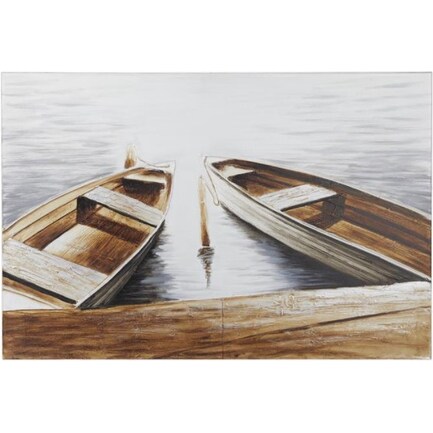 Row Boats Wood Art 47"W x 32"H