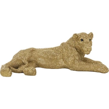 Gold Bling Laying Leopard Statue 25"W x 9"H