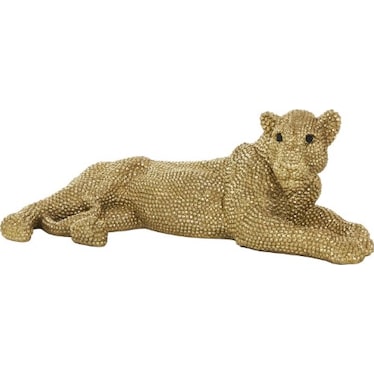 Gold Bling Laying Leopard Statue 25"W x 9"H