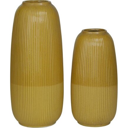 Set of 2 Yellow Ceramic Vases 14/18"H