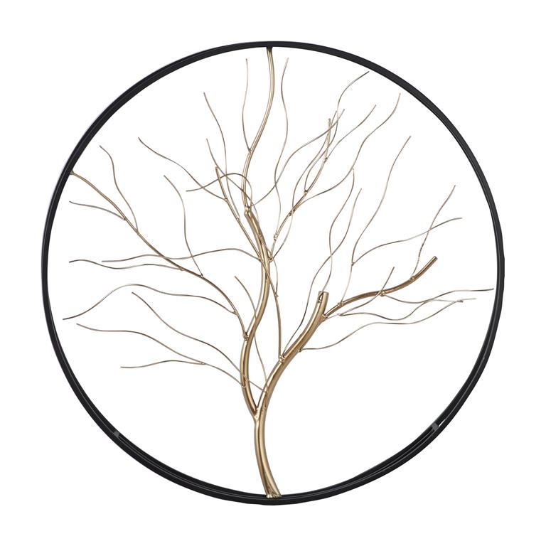 Gold Metal Branch Wall Art 26" Round Steinhafels