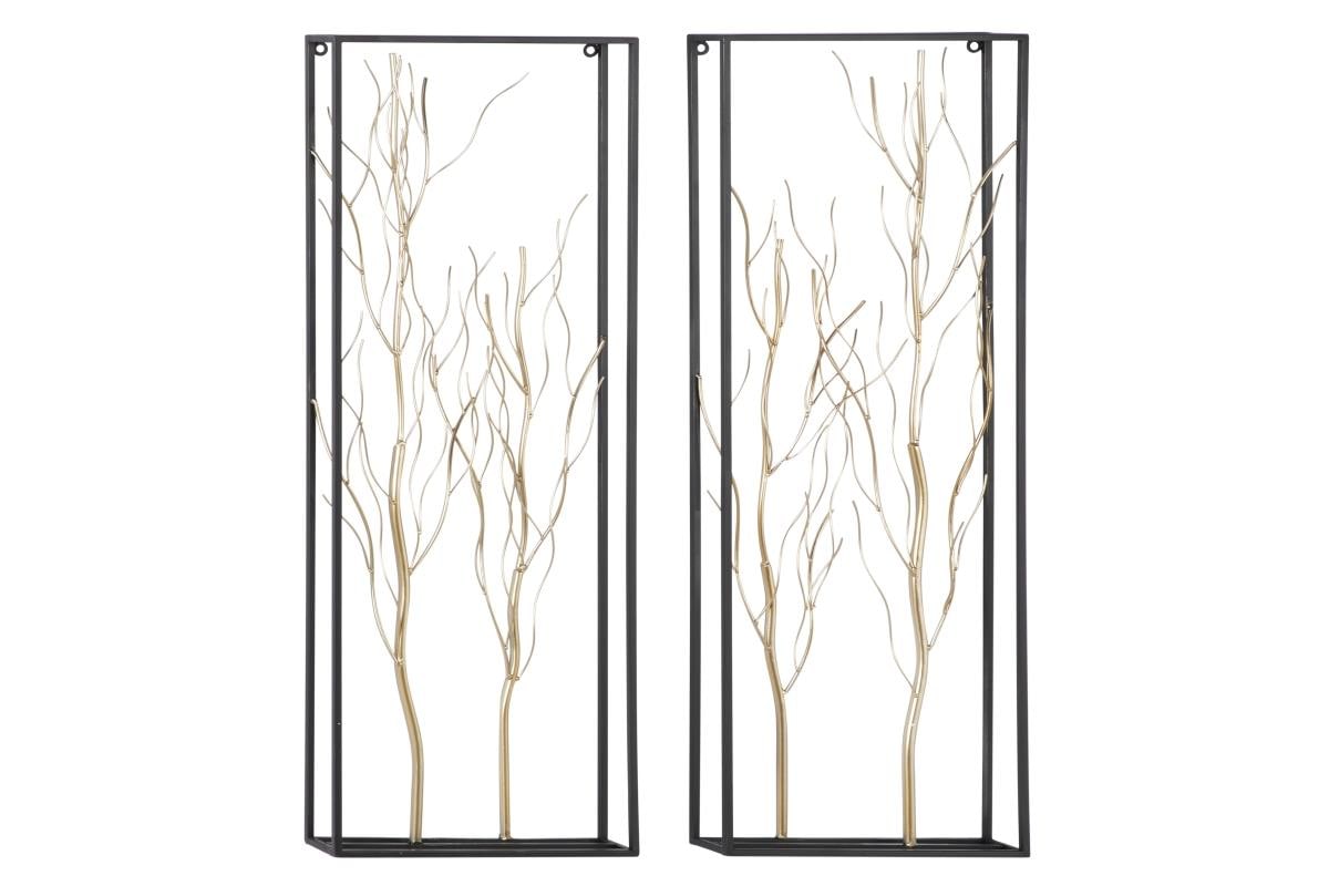 Set of 2 Gold Metal Branches Wall Décor 13"W x 36"H Steinhafels