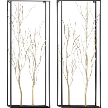 Set of 2 Gold Metal Branches Wall Décor 13"W x 36"H