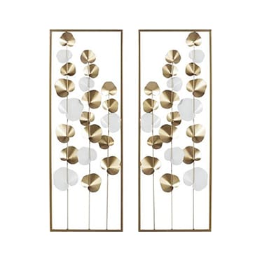 Set of 2 Floral Metal Wall Décor 12"W x 34"H