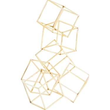 Gold Metal Cubes Sculpture 15"W x 20"H