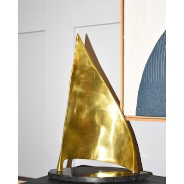 Small Gold Metal Sailboat 12"W x 17"H