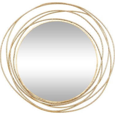 Gold Wood Circles Wall Mirror 38"W x 40"H Round