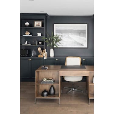 Iron/Amber Art Glass Desk Lamp 28"H