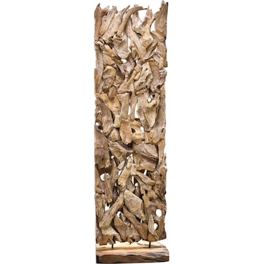 Teak Wood Floor Sculpture 25"W x 84"H