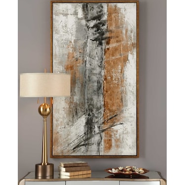 Spice Abstract Handpainted Framed Canvas 32"W x 58"H