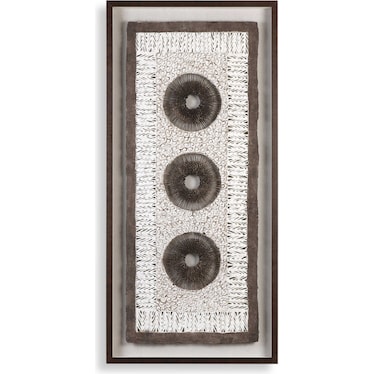 Tan and Brown Paper Circles Shadowbox Art 28"W x 59"H