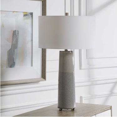 Grey 2-Tone Ceramic Table Lamp 31"H