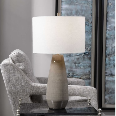 Taupe Crackle Ceramic Table Lamp 28"H