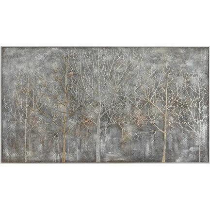 Silver and Gold Handpainted Trees Framed Canvas Art 73"W x 41"H