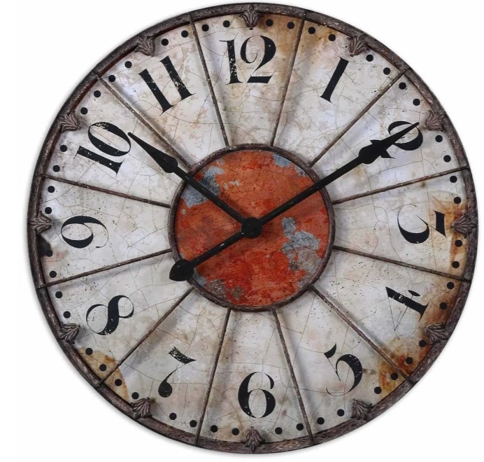 Ivory and Red Crackle Wall Clock 30