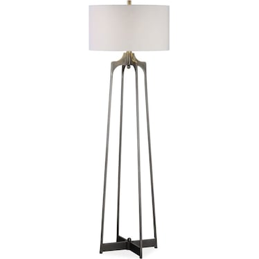 Forged Steel Gunmetal Floor Lamp 61"H