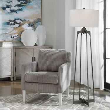 Forged Steel Gunmetal Floor Lamp 61"H
