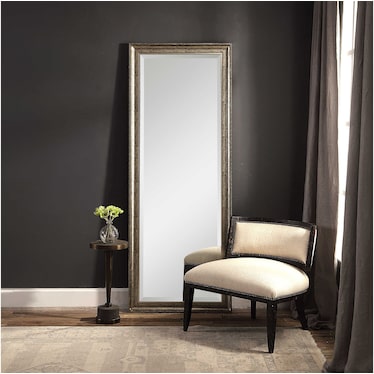 Burnished Silver Finish Beveled Leaner Mirror 30"W x 78"H