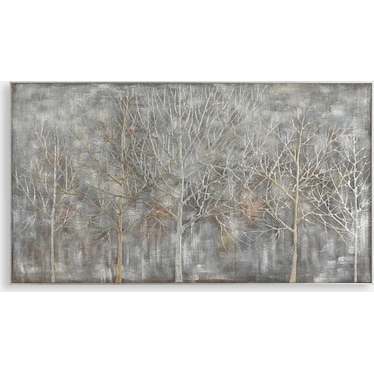 Silver and Gold Handpainted Trees Framed Canvas Art 73"W x 41"H