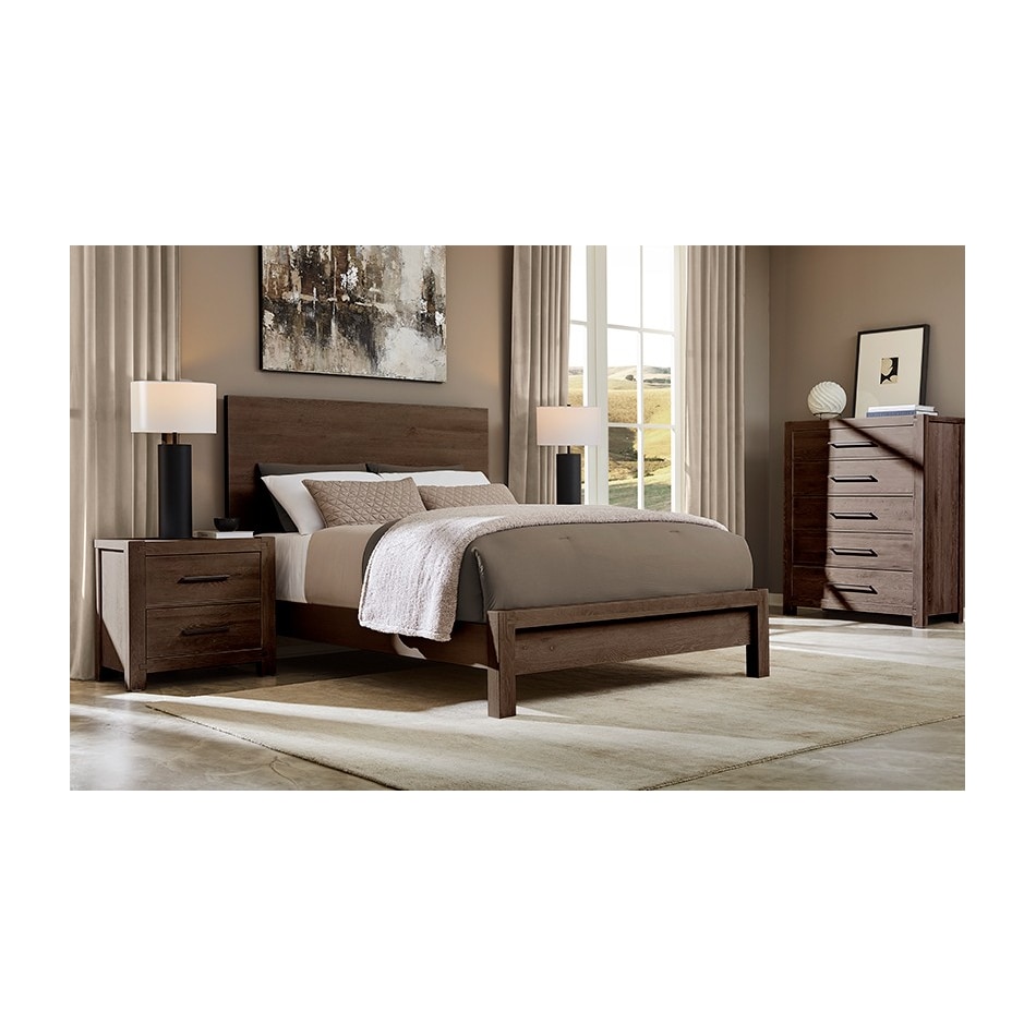 vaughan bassett brown queen bed package lifestyle image pqp  