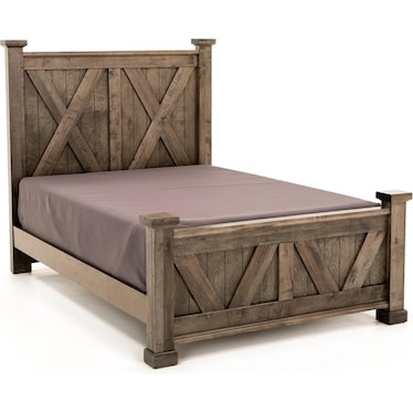 Cool Rustic Queen X Panel Bed, Grey
