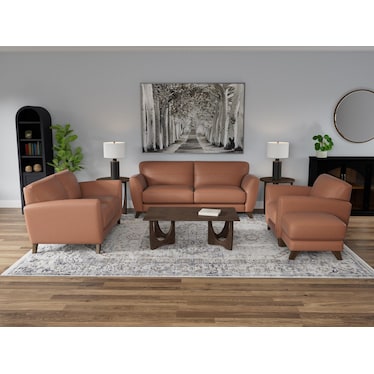 Paloma Leather Sofa in Caramel