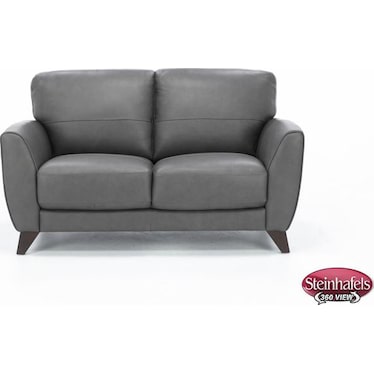 Martini Leather Loveseat in Charcoal
