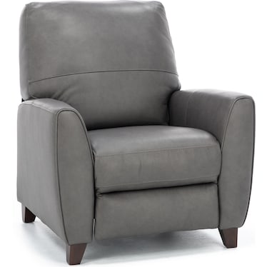 Martini Leather Push Back Recliner in Charcoal