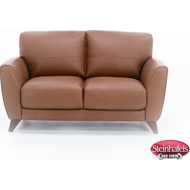 Paloma Leather Loveseat in Caramel