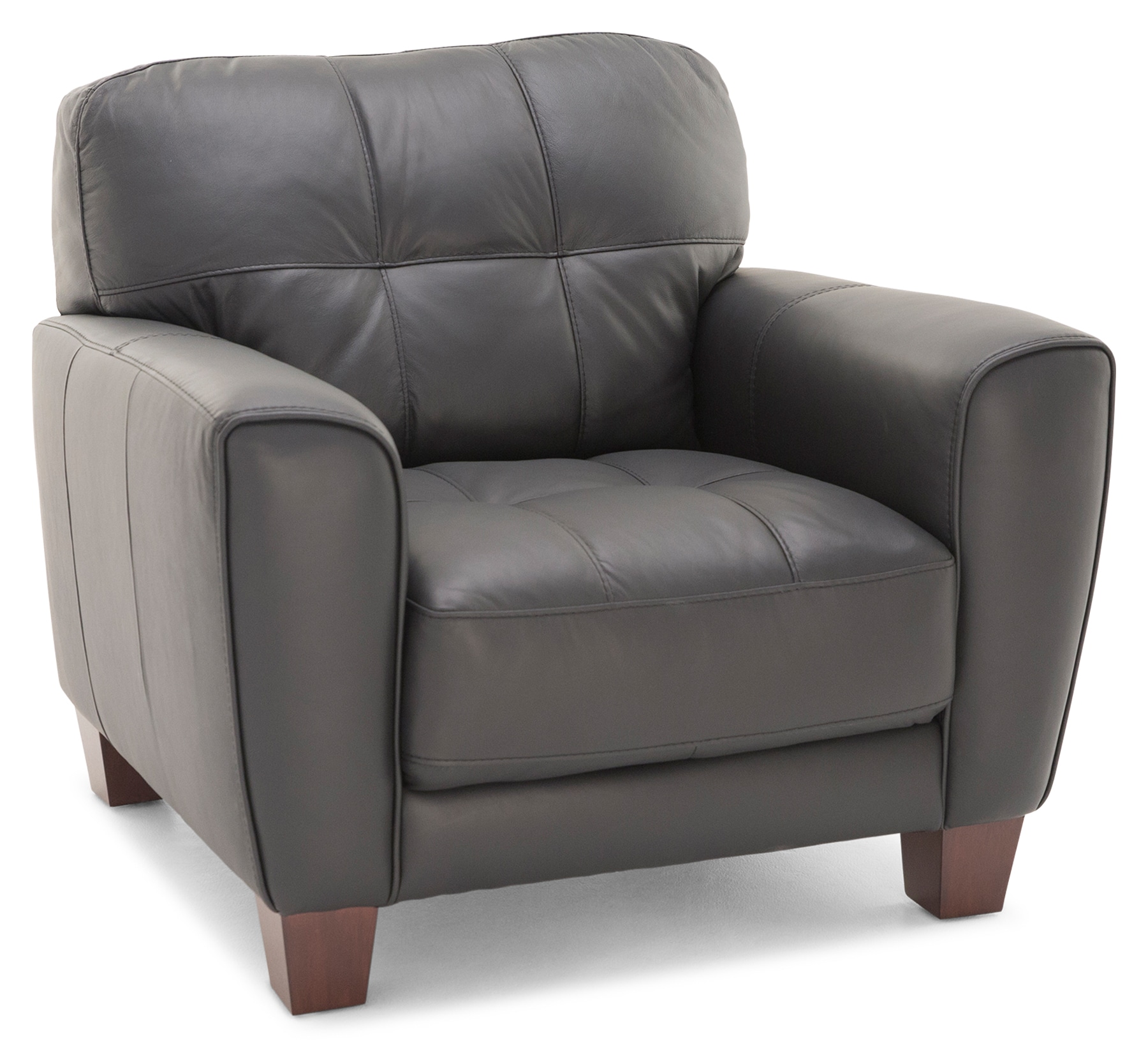 Gray leather chair online and ottoman