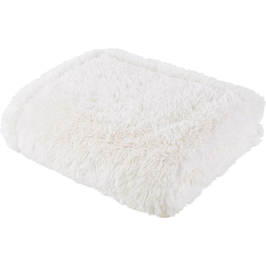 Ivory Faux Fur Throw 50"W x 60"L