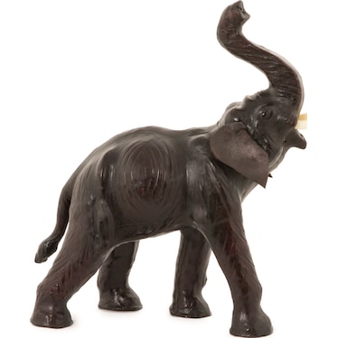 Standing Leather Elephant Small 12"H