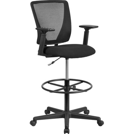 Sit & Stand Black Mesh Drafting Stool with Arms